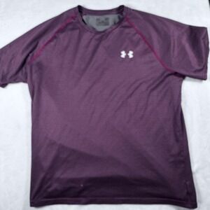 Under Armour Shirt Mens Large Purple Striped‎ Athletic Training Short Sleeve Tee